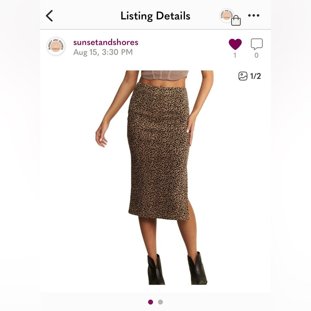 Size L BODY CON ANIMIAL PRINT MOCHA MIDI SKIRT